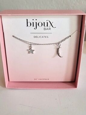 bijoux bar Delicates Star and Moon Necklace Silver & Pink